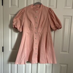 Flossy by Freddy Nelly Dress - Puff Sleeve Button-Front Mini Dress in Dusty Pink